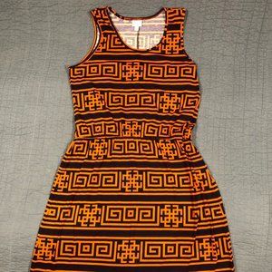 Lularoe Dress Women 2XL Orange Purple Geometric The Summer Sleeveless